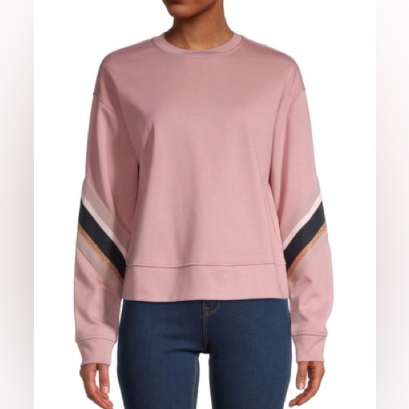 Ted Baker Pink Women's Jordan Striped Dropped-shoulder Crew Neck size 5 - Picture 1 of 7
